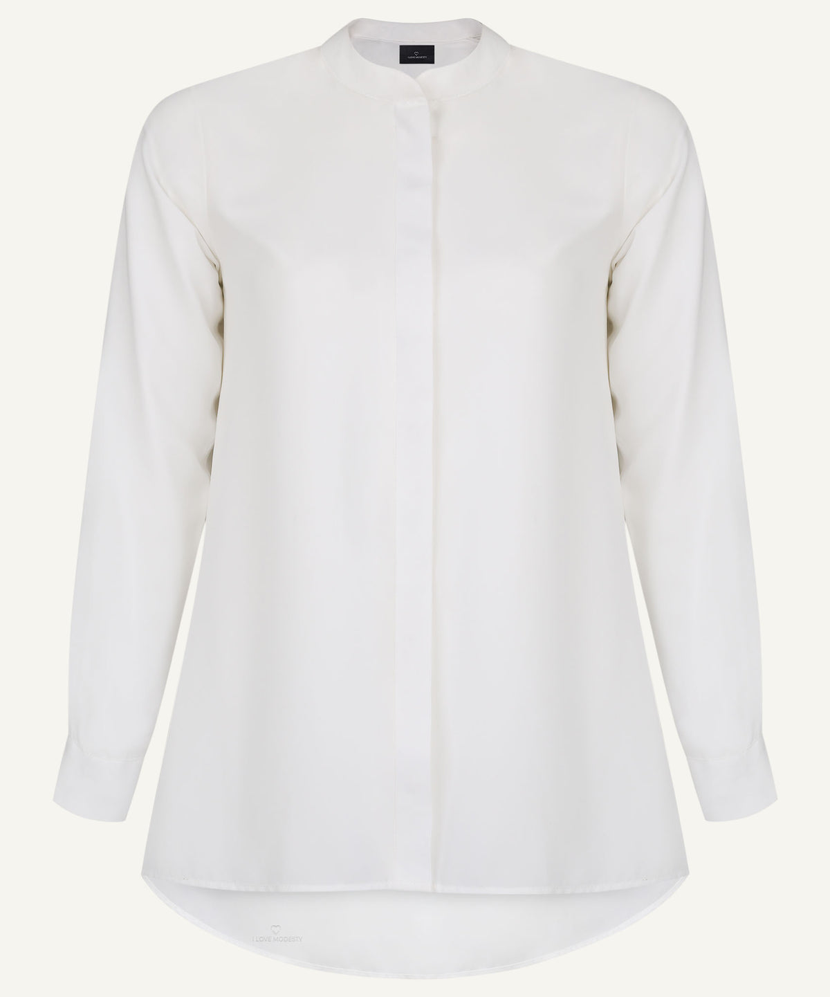 White Hidden Placket Top