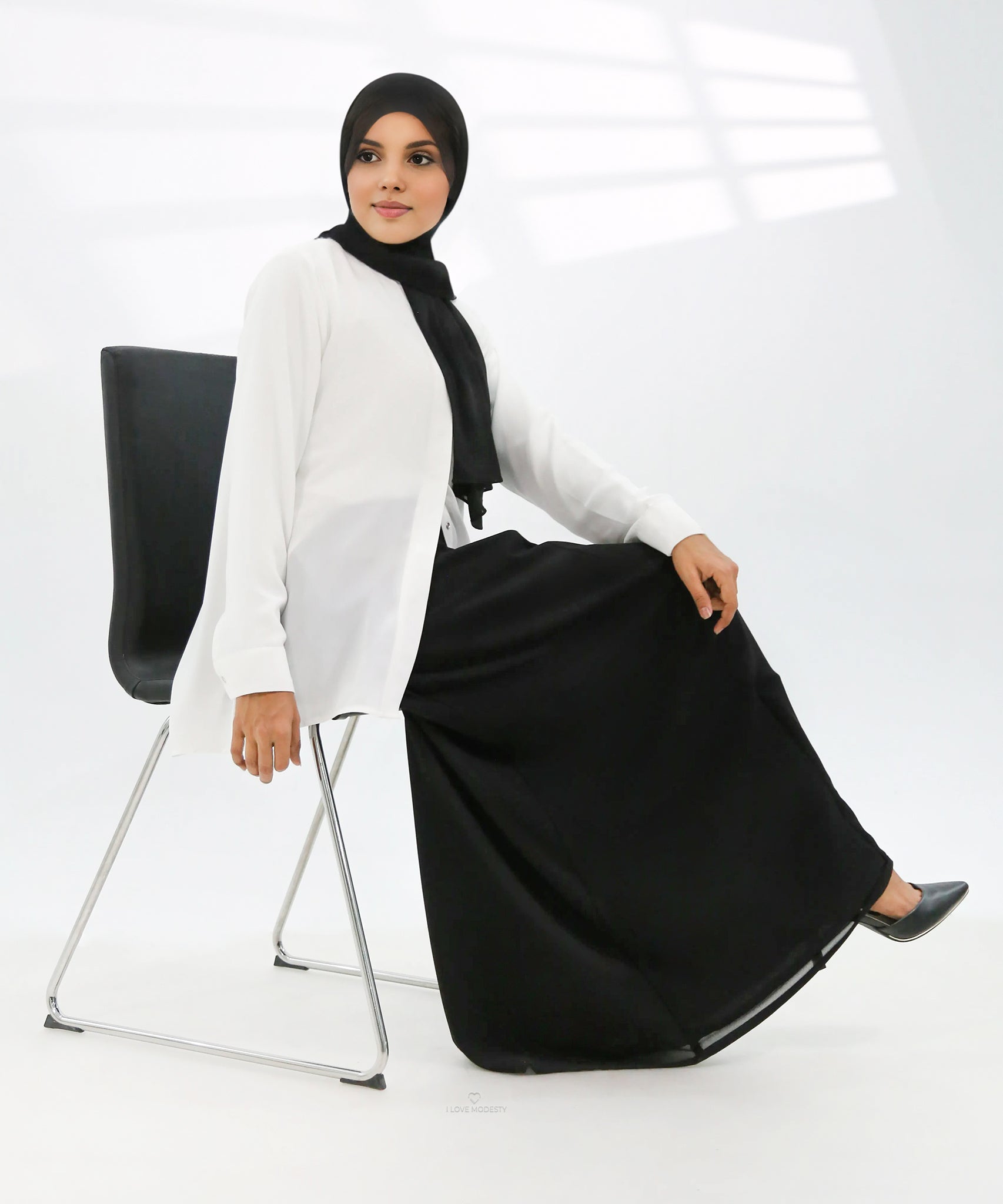 White Hidden Placket Top