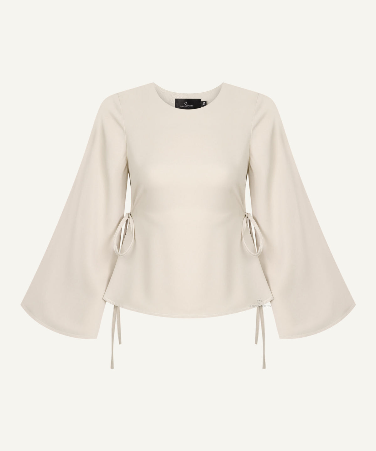 Creme Bell Sleeve Basic Blouse