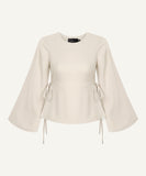 Creme Bell Sleeve Basic Blouse