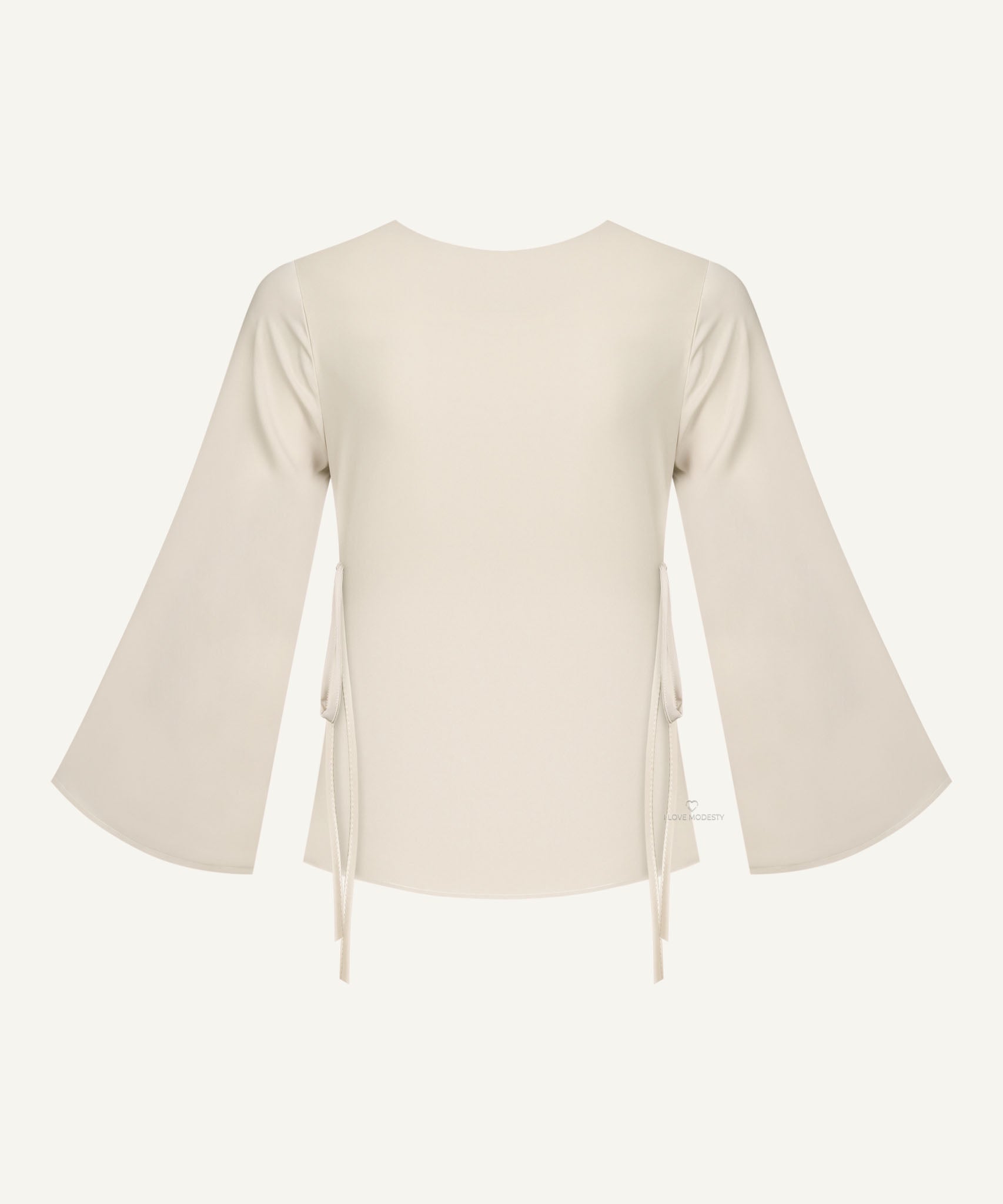 Creme Bell Sleeve Basic Blouse