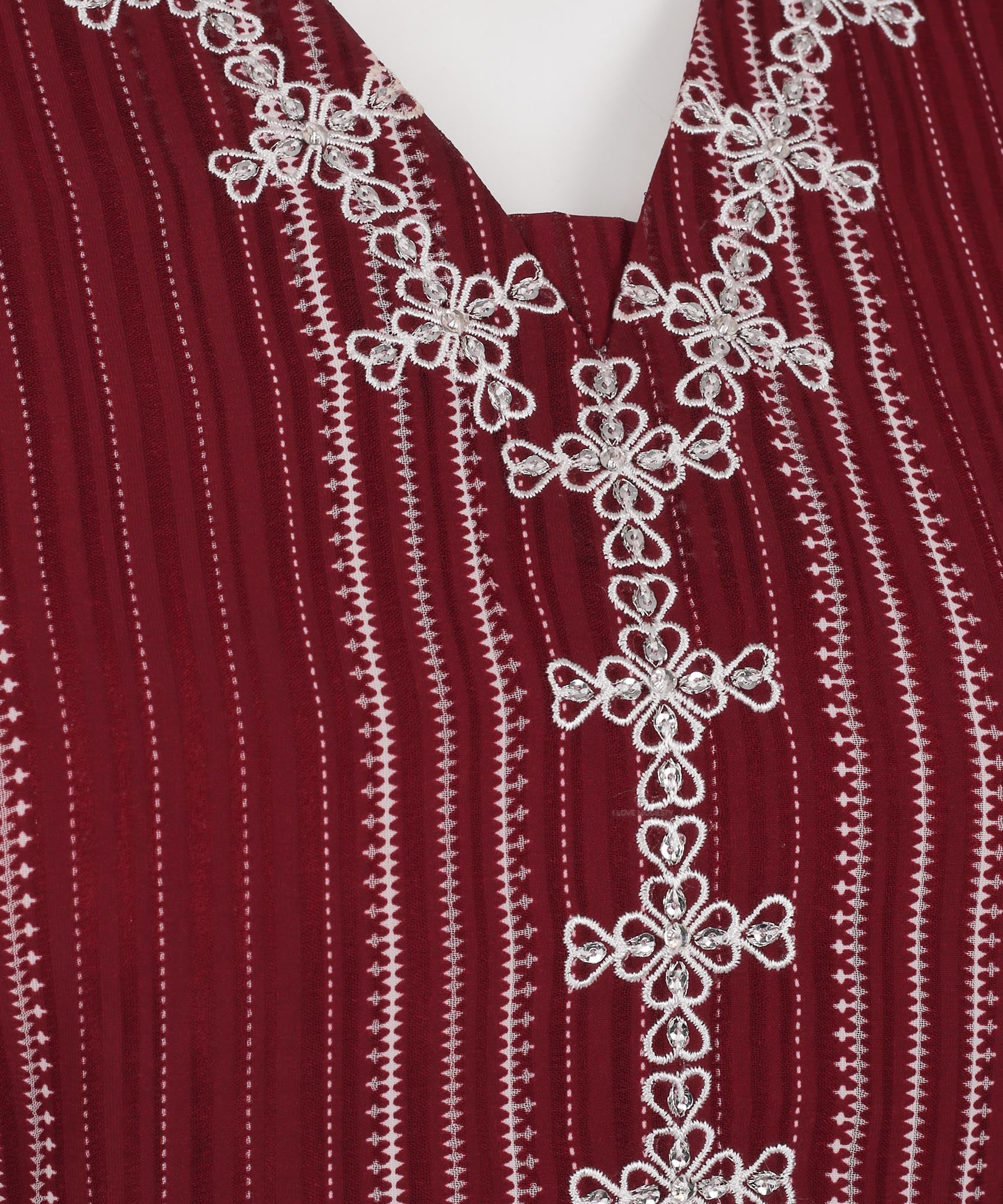 Crimson Pinstripe Kaftan Tunic