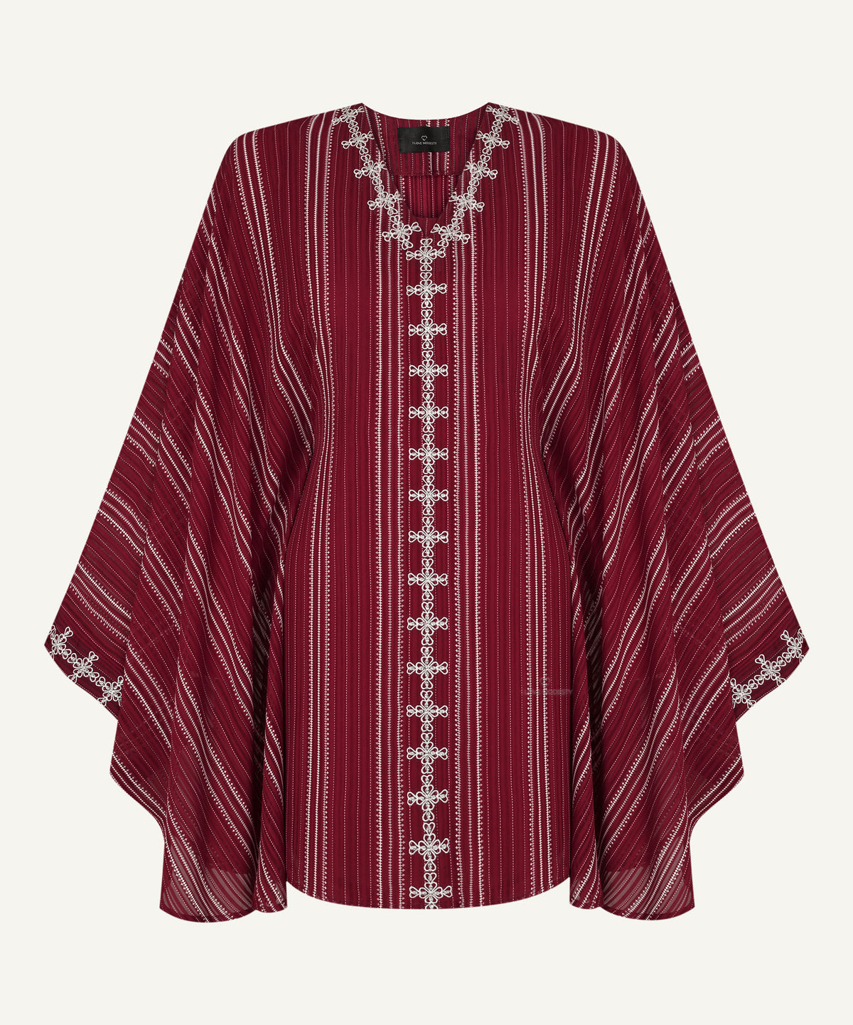 Crimson Pinstripe Kaftan Tunic