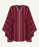 Crimson Pinstripe Kaftan Tunic