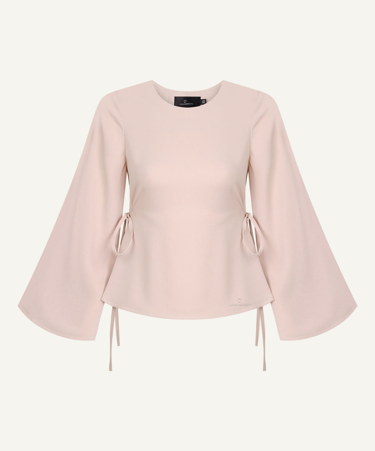 Champagne pink Bell Sleeve Basic Blouse