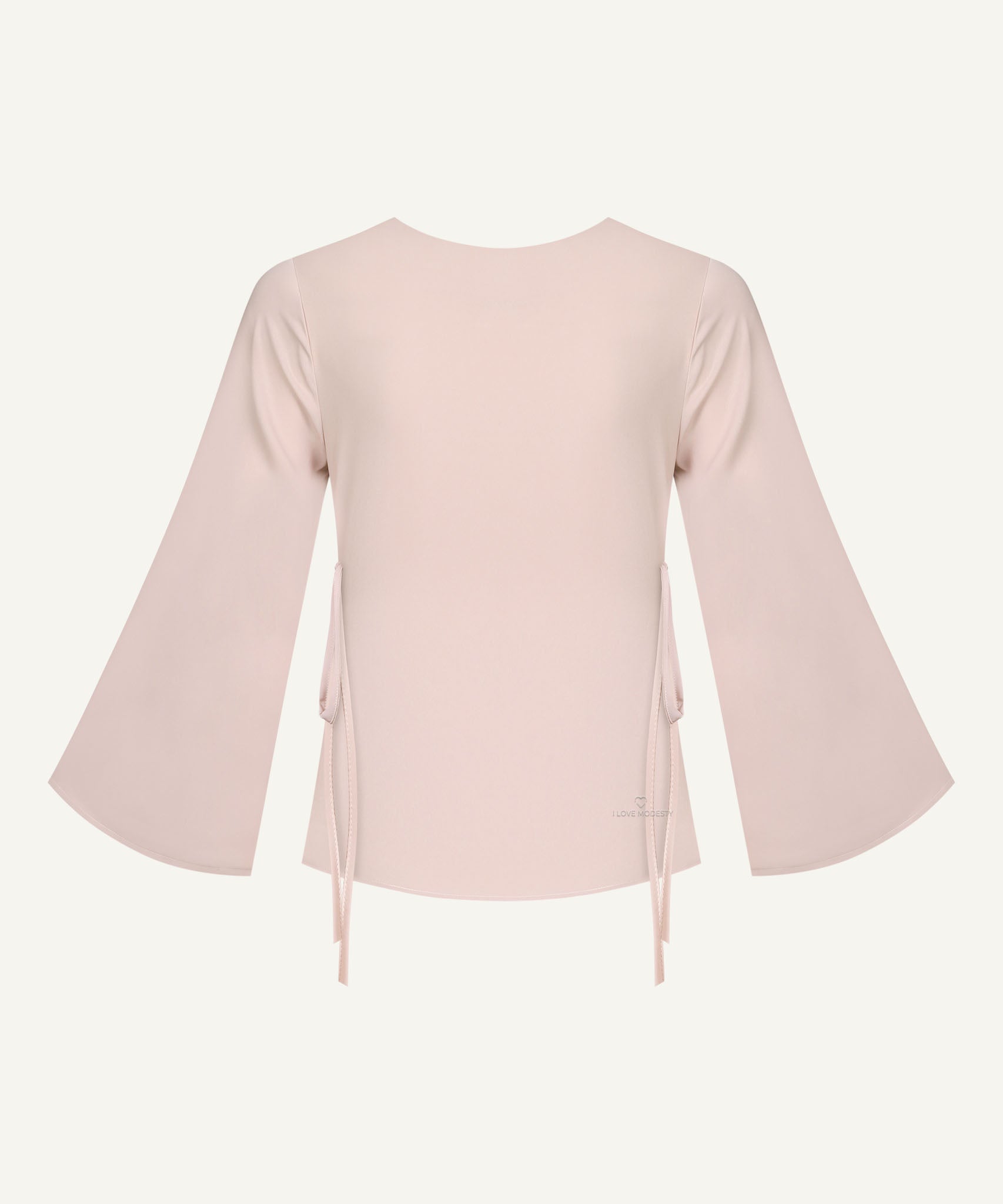 Champagne pink Bell Sleeve Basic Blouse