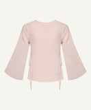 Champagne pink Bell Sleeve Basic Blouse